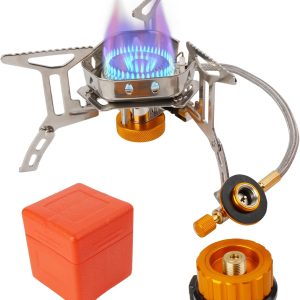 Camping Stove 3500 W, Outdoor Gas Stove Small Foldable Camping Stove Gas Stove with Adapter Camping with Piezo Ignition for Outdoor Picnic Trekking Hiking Hiking