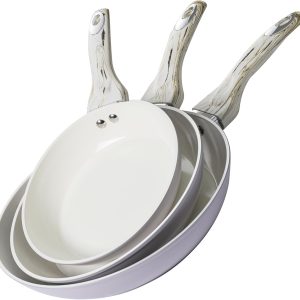 Nonstick Frying Pans Set, 8" 9.5" 11" Ceramic Frying Pan Set, Ceramic Pan Skillet with Stay Cool Handle, Non Toxic Pans for Cooking & Dishwasher Safe, Purple & White, PFAS & PTFE & PFOA Free