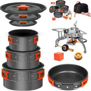 Backpacking Cooking Set - Compact Camping Cookware Mess Kit, All in one Camping Cooking Set, Non-Stick Camping Cookware Kit, Hiking, Picnic, Outdoor & Camping Cookware Set