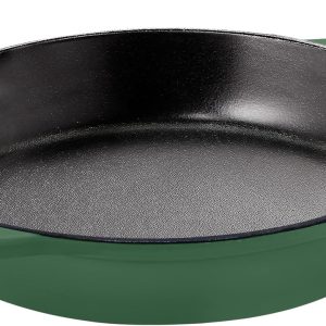 Saute Fry Pan - Chefs Pan, Pre-Seasoned Cast Iron Skillet - Frying Pan 12 Inch - Safe Grill Cookware for Indoor & Outdoor Use - Cast Iron Pan - Cooking Gift for Men & Women (Green)